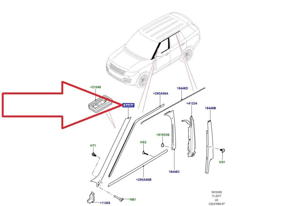 Ön Siper Cam Sol Direk Dış Kaplama Fiberi-Lr076493 R-Lr064784-Lr037542-/Range Rover New